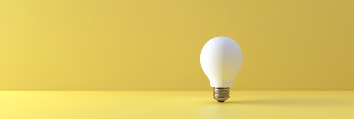 Ultra sharp photo presenting a white light bulb on a bright yellow background in pastel colors