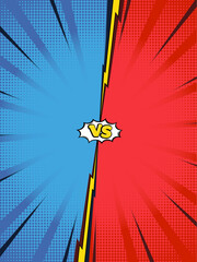 Cartoon comic background fight versus competition poster with halftone effect retro pop art style vector illustration