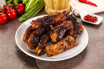 Grilled pork ribs in barbecue sauce
