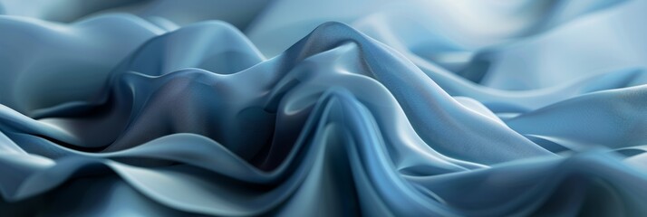 Fototapeta premium Ultra sharp 3D render of contemporary blue background with folded cloth in macro detail, featuring