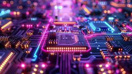 Fototapeta premium Glowing Neon Futuristic Processor