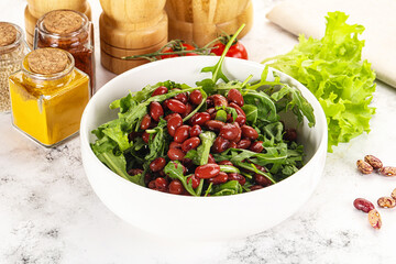 Red canned beans with arugula