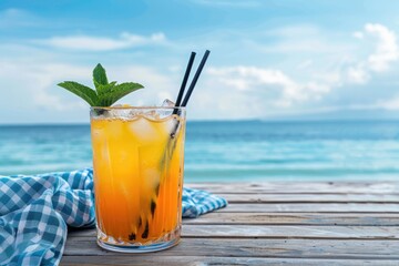 Summertime Cocktail on a Beach Terrace