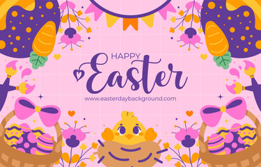 Easter day background with patterns vector illustration