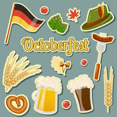 Set of stickers for octoberfest  beer festival 