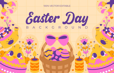Easter day background with patterns vector illustration