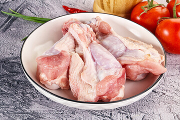 Raw turkey shoulder wing for cooking