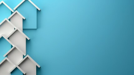 White house shapes rise on a blue gradient background