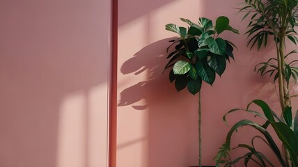 Pink background and plant
