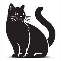 Obraz premium Elegant Cat Silhouette Vector Image - High-Quality Vector Art