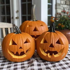 Obraz premium Three halloween pumpkins 