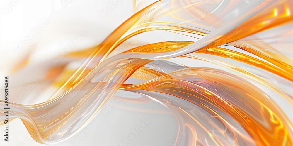 Poster a close up of an orange and white abstract background with glass-like structures, resembling flowing