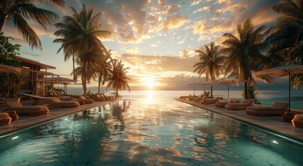 Tropical Sunset Poolside