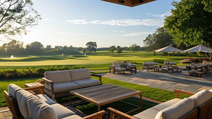 Outdoor VIP seating area on the golf field