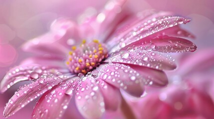 Pink Flower with Dew Drops