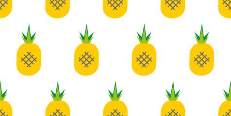 Seamless pattern with fruit. Ripe pineapple icons on white background. For packaging, paper, fabric design. Diet product. Vector graphics 