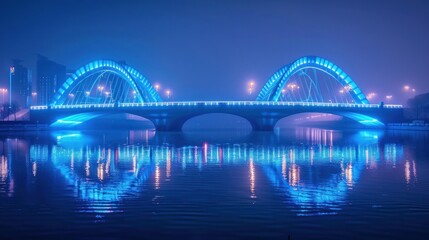 Naklejka premium Illuminated Bridge at Night