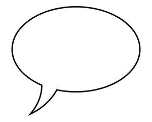 speech balloon, one empty white elliptical speech bubble, vector outline illustration