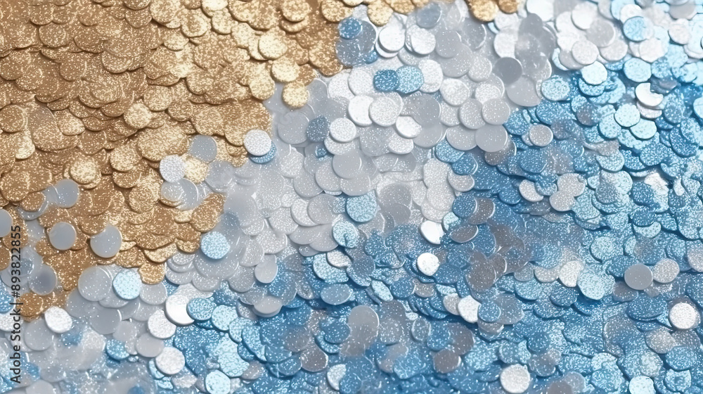 Poster abstract shiny background with blue glitter waves. scattered confetti sparkles with light blue color