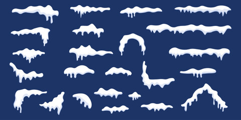 Snow cap icon set. Snow decoration set.