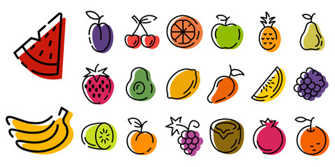 Fruits icon. Fruits icon set. Food symbol.