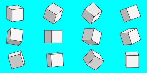 Cube icon set. Flat style. Vector illustration.