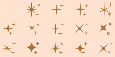 Shine icon. Shine set. Silhouette style.