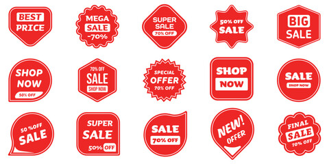 Price tag. Sale sticker set. Flat style. Vector illustration.