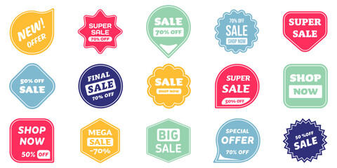 Sale sticker. Sale sticker set. Flat style. Vector illustration.