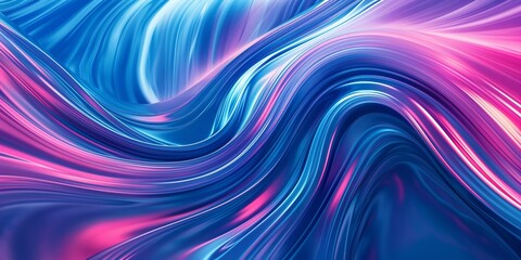 Obraz premium Abstract colorful waves of mixed blue and pink hues background. An artistic representation of flowing motion, suitable for tech and creative industries. Ideal for backgrounds in design projects.