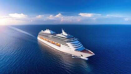 Big White Cruise Liner – Vacation Tourists Enjoying a Holiday Cruise Party