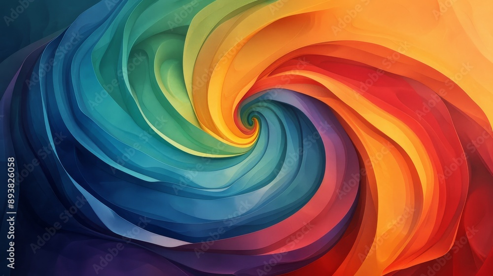 Poster a colorful abstract swirl of layered curved shapes