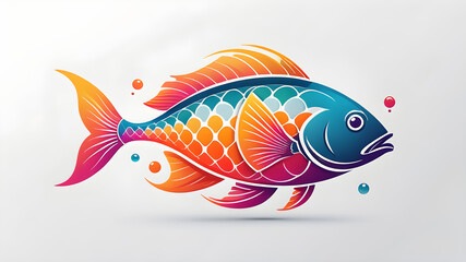 Naklejka premium Colorful fish logo design on white background. Generative AI