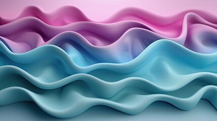 Smooth 3D fabric ripples in a gradient of cool colors, forming a calming background