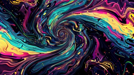 A colorful swirl of paint with a spiral in the middle