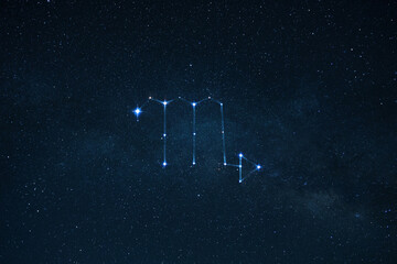 Zodiac sign scorpio on the night starry sky with stars. Astrology, concept