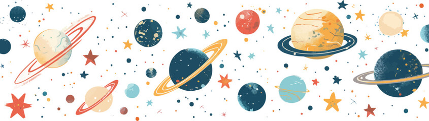 Toy galaxies on a white background. Vector flat minimalistic isolated illustration.