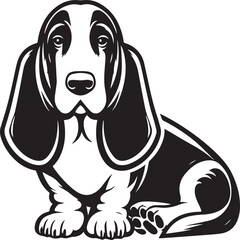 Basset hound icon isolated on a white background. Basset hound logo illustration.