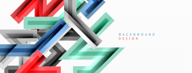 Line zig zag dynamic geometric abstract background. Colorful lines with shadow and light effects, various routes concept. Vector Illustration For Wallpaper, Banner, Background, Card