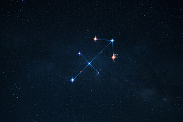 Zodiac sign sagittarius on the night starry sky with stars. Astrology, concept