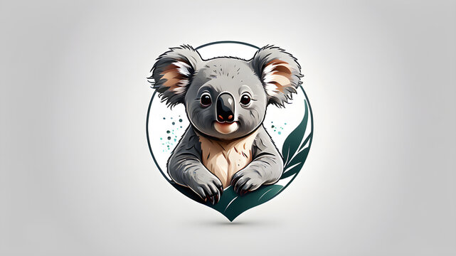 recommend clip art: Gentle koala logo design on white background. Generative AI 