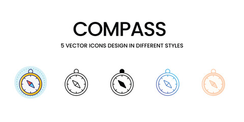 Compass Icons set in different style vector icon stock illustration