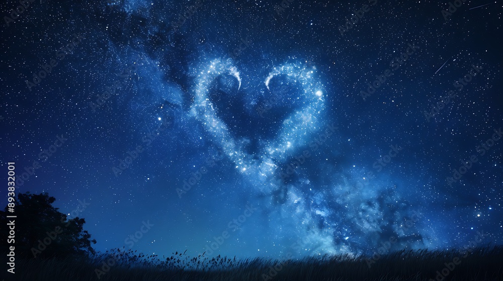 Wall mural milky way heart in the night sky