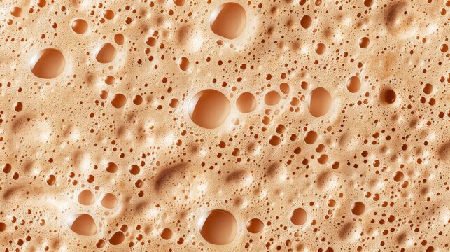 Close-up Texture of Frothy Caramel Bubbles - Abstract Brown Foamy Background for Creative Design