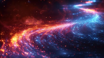 Vibrant light flares create a striking contrast against a deep background