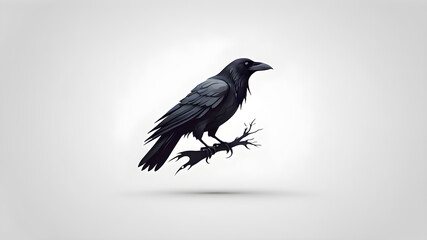 Fototapeta premium Mysterious crow logo design on white background. Generative AI