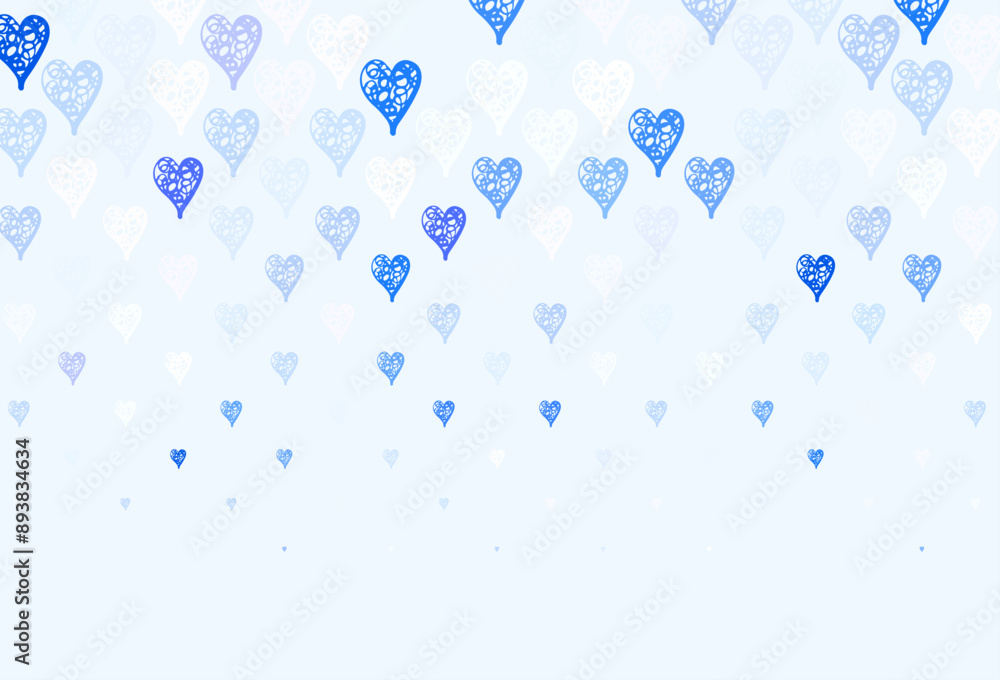 Poster light gray vector pattern with colorful hearts.