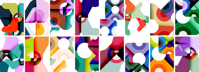 Set of trendy colorful circle geometric posters or abstract backgrounds. Vector Illustration For Wallpaper, Banner, Background, Card, Book Illustration, landing page