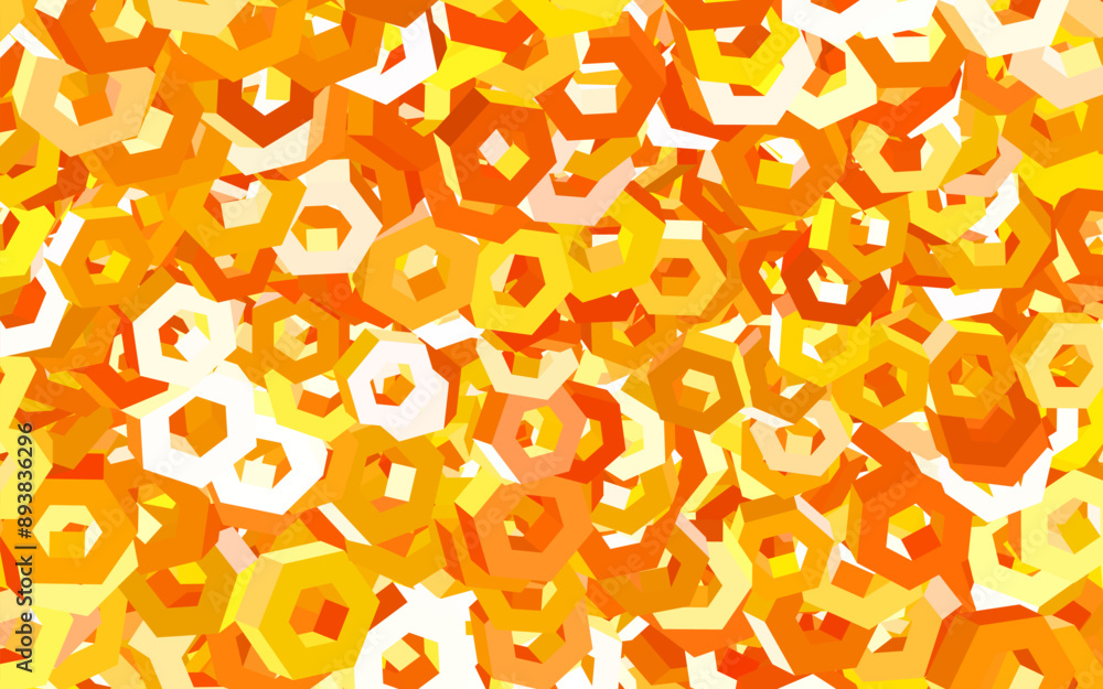 Poster light orange vector backdrop with hexagons.