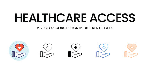 Healthcare Access Icons set in different style vector icon stock illustration